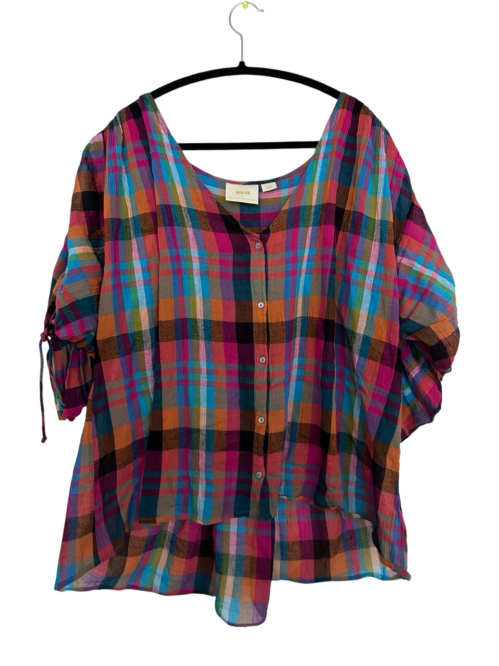 Maeve by Anthropologie Multicolor Plaid Button-Front Blouse